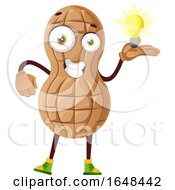 Poster, Art Print Of Cartoon Peanut Mascot Character Holding An Idea Light Bulb