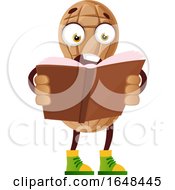 Poster, Art Print Of Cartoon Peanut Mascot Character Reading A Book