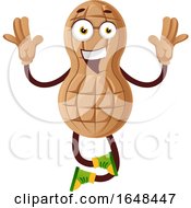 Cartoon Peanut Mascot Character Jumping