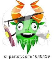 Cartoon Green Graduate Monster Mascot Character