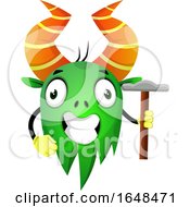 Cartoon Green Monster Mascot Character Holding A Hammer