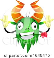Cartoon Green Monster Mascot Character Biting A Rose by Morphart Creations