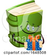Poster, Art Print Of Green Book Mascot Character Holding A Gift