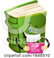 Poster, Art Print Of Green Book Mascot Character Holding A Sale Sign