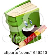 Poster, Art Print Of Green Book Mascot Character Holding A Pencil