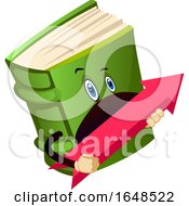 Green Book Mascot Character Holding An Arrow