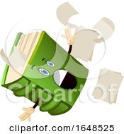 Poster, Art Print Of Green Book Mascot Character Slipping And Losing Pages