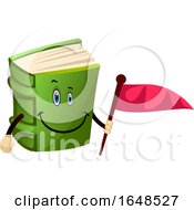 Poster, Art Print Of Green Book Mascot Character Holding A Flag