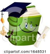 Poster, Art Print Of Green Graduate Book Mascot Character