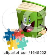 Poster, Art Print Of Green Book Mascot Character Holding A Puzzle