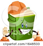 Green Construction Worker Book Mascot Character