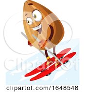 Almond Mascot Character Skiing