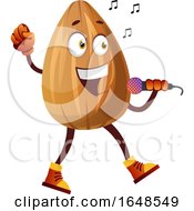 Poster, Art Print Of Almond Mascot Character Singing Karaoke