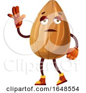 Tired Almond Mascot Character Waving