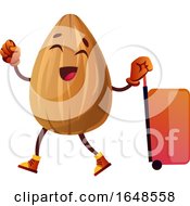Poster, Art Print Of Almond Mascot Character Traveling And Pulling Rolling Luggage