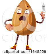 Almond Mascot Character Holding A Syringe
