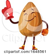 Almond Mascot Character Wearing A Foam Finger
