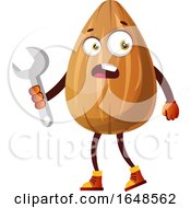 Almond Mascot Character Holding A Spanner Wrench