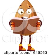 Almond Mascot Character Reading A Book