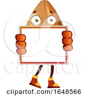 Almond Mascot Character Holding A Blank Board