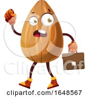 Business Almond Mascot Character Carrying A Briefcase