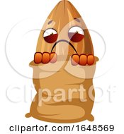 Exhausted Almond Mascot Character Holding A Pillow