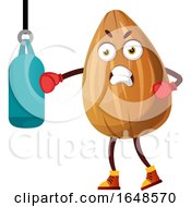 Almond Mascot Character Using A Punching Bag