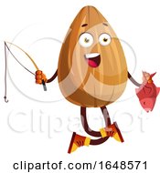 Poster, Art Print Of Almond Mascot Character Fishing