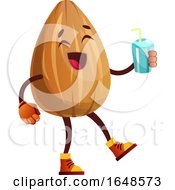 Poster, Art Print Of Almond Mascot Character Holding A Beverage