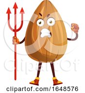 Mad Almond Mascot Character Holding A Trident