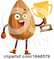 Poster, Art Print Of Almond Mascot Character Holding A Trophy