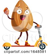 Poster, Art Print Of Almond Mascot Character On A Scooter