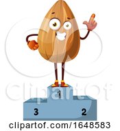 Almond Mascot Character Standing First Place On A Podium