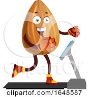 Almond Mascot Character Running On A Treadmill