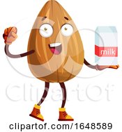 Poster, Art Print Of Almond Mascot Character Holding A Milk Carton