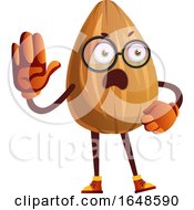 Almond Mascot Character Holding A Hand Up
