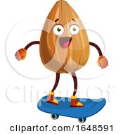 Poster, Art Print Of Almond Mascot Character Skateboarding