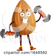 Almond Mascot Character Working Out With Dummbells