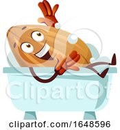 Almond Mascot Character Soaking In A Bath Tub by Morphart Creations