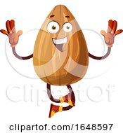 Almond Mascot Character Jumping