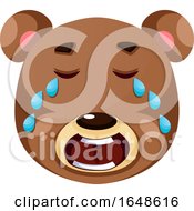 Poster, Art Print Of Brown Bear Crying Illustration Vector On White Background