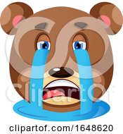 Poster, Art Print Of Grizzly Bear Crying His Eyeballs Out Illustration Vector On White Background