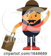 Poster, Art Print Of Man With Hat Holding A Bag
