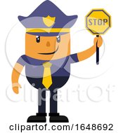 Poster, Art Print Of Police Officer Holding Stop Sign
