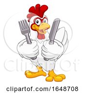 Chicken Rooster Cockerel Knife And Fork Cartoon