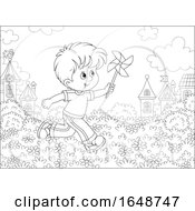 Poster, Art Print Of Black And White Boy Playing With A Pinwheel