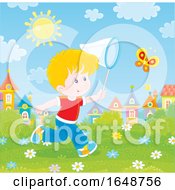 Poster, Art Print Of Little Boy Chasing Butterflies