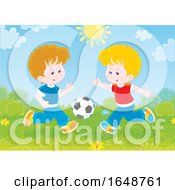 Poster, Art Print Of Little Boys Playing Soccer