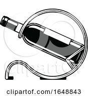Black And White Wine Bottle In A Holder by Vector Tradition SM