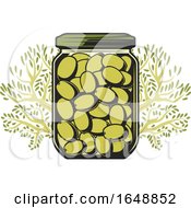 Poster, Art Print Of Jar Of Green Olives And Tree Branches